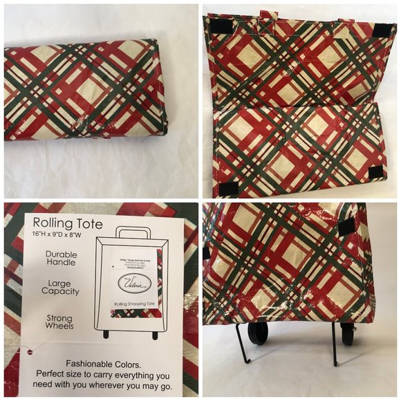 Gift Bags Valerie Parr Hill Shop Tote Roling Blue Snowman Christmas Plaid LOT 6 - Picture 10 of 11